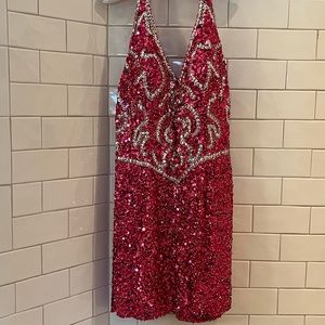 Mini halter dress, zip back and closure hook